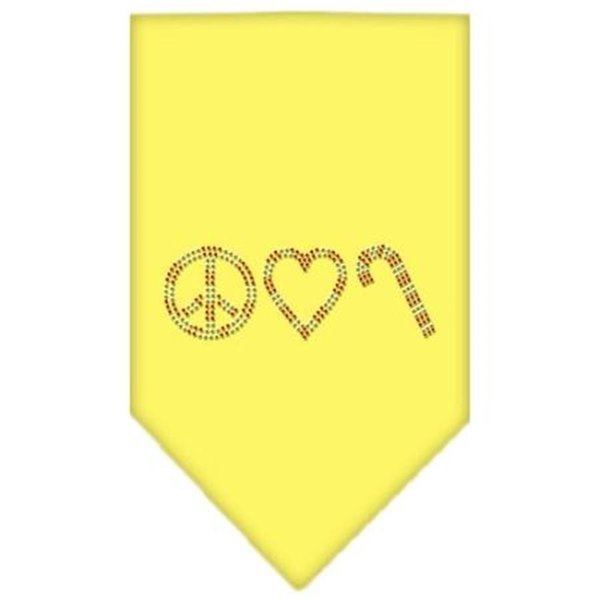Unconditional Love Peace Love Candy Cane Rhinestone Bandana Yellow Small UN788092